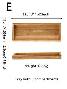 1/3-Piece Wooden Tray, Retro Minimalist Ceramic Snack Plate/Dessert Plate/Tray/Nut Bowl/Condiment Plate/Bone Plate/Vegetable Plate/Fruit Plate - Multicolor - View 14