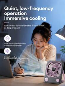 Lenovo SUNYAO FS002 Ultra-Thin Desktop Circulation Mini Fan, 100-Speed Stepless Adjustment, 1200mAh Large Capacity Long Battery Life, LED Digital Battery Display, 40dB Deep Sea Quiet Low Noise, Foldable Stand Lightweight Portable Body, Mini Desktop Cooling Fan For Office, Study, Bedroom, Sleep, Home Use - View 5