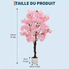 Artificial Cherry Blossom Tree for Home & Office – 4/5/6ft Realistic Faux Flower Plant, White or Pink Blooms, Decorative Potted Tree, Single Tree - rosa 120 cm - Übersicht 8