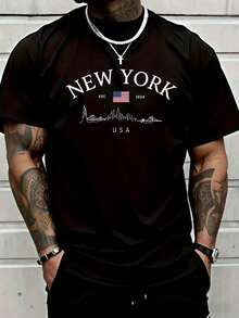 Za Unisex T-Shirt 100% Cotton Regular Fit With Graphic Print, Short Sleeve, Casual Style, Summer Streetwear, Urban Style, Printed Top, Vintage Fashion, Soft And Breathable. - 紅色 - 查看 1
