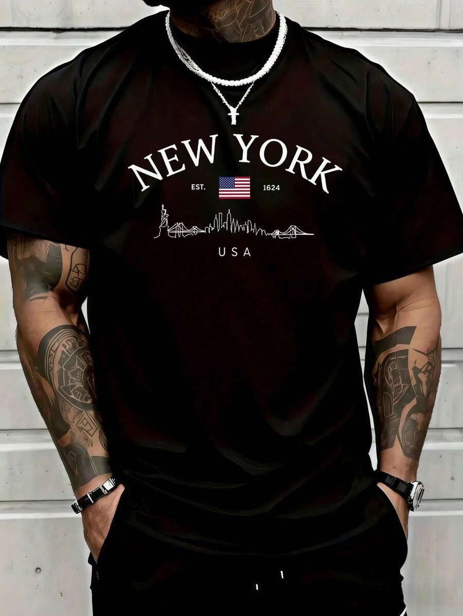 Za Unisex T-Shirt 100% Cotton Regular Fit With Graphic Print, Short Sleeve, Casual Style, Summer Streetwear, Urban Style, Printed Top, Vintage Fashion, Soft And Breathable. - 紅色 - 查看 1
