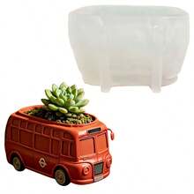 Molde de silicona con forma de autobús de Londres para maceta de suculentas/Molde de silicona para maceta de autobús de dos pisos, portaplumas, taza de lápices, taza de velas/Fácil de liberar y reutilizable, adecuado para manualidades de resina, yeso, arcilla, concreto, cemento y talla grande, fácil de liberar, adecuado para varios regalos festivos y decoración del hogar - A - Ver 10