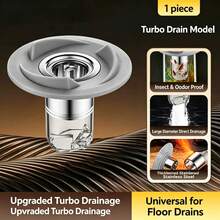 Universal Turbo Floor Drain Core, Fast Drainage 700ml/S, Anti-Odor Anti-Insect Anti-Backflow Sewer Filter Insert, With Detachable Hair Catcher, Suitable For Bathroom And Kitchen - Standard Model - View 1