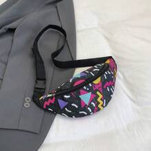 Vintage Colorblock Graffiti Waist Bag, Youth Versatile Crossbody Bag, Outdoor Cycling Walking Portable Storage Small Bag - A - View 8