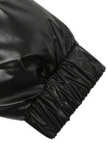 Men's Winter Shiny Detachable Hood Long Sleeve Warm Padded Coat - Black - View 6