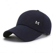 1件中性款純色M Logo棒球帽，大尺寸寬帽簷，時尚簡約設計，適合日常、戶外、街頭穿搭、旅行 - 彩色 - 查看 12