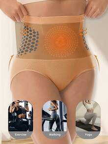 Women's High Waist Tummy Control Shaping Panties, Fitness Waist Cincher, Butt Lifting Shaping Pants - Bronze - View 6