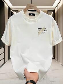 nga corta holgada de algodón puro de peso pesado, estilo americano de moda urbana, cuello redondo, diseño oversize con un toque de alta gama, casual y elegante, versátil, ideal para parejas. - Blanco - Ver 2