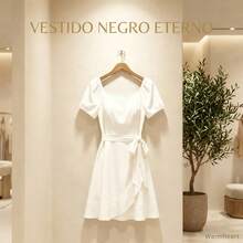 Vestido Corto Casual Ajustado De Mujer De Color Puro - Blanco - Ver 5