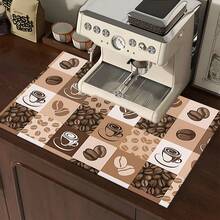 1pc, Home Decor, Coffee Pattern Printed Dish Drying Mat, Coffee Machine Absorbent Mat, Sink Drainage Mat, Cup Absorbent Mat, Kitchen Supplies, Bathroom Supplies, Kitchen Countertop Decoration - Multicolor - View 5