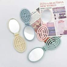 3/1pc 2-In-1 Folding Mirror Comb, Multiple Colors, Built-In Mirror, Foldable, Convenient For Travel And Storage, Portable Folding Comb For On-The-Go - Multicolor - View 4