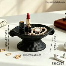 1/2pcs Luxury Dual-Handle High-Foot Storage Tray, Vanity Jewelry Ring Lipstick Organizer Dish, Entryway Desk Key & Miscellaneous Storage Plate, Bedroom Makeup Table Decorative Ornament - Housewarming Gift - Multicolor - View 14