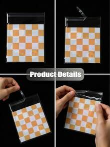 100pcs Halloween Self-Sealing Bags, Pumpkin & Ghost Gift Bags, Halloween Decoration, Halloween Party Decoration, Gift Packaging Bags, Halloween Trick Or Treat Party Supplies, Happy Halloween Decoration, Scary Halloween Decoration, Scary Atmosphere Decoration, Packaging Bags, Party Favors - Checkered Pumpkin - View 8