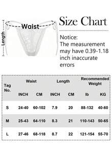 Aivtalk Women's Panties With Side Ties, Lace Thong With Bow, Adjustable Underwear, Sheer Low-Rise Thong, Size S - 白色 - 查看 5
