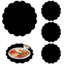 60pcs Black Paper Placemats, 13.5 Inch Disposable Fan-Shaped Round Table Mats, Decorative Paper For Birthday Party, Graduation Celebration, Wedding Banquet, Bridal Shower - Black - View 1