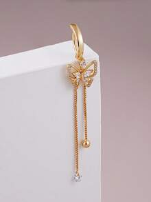 1pc Sexy Fashion Cubic Zirconia Butterfly Belly Button Ring, Suitable For Women's Daily Wear, Dating, Beach Vacation, Party - Yellow Gold - View 5