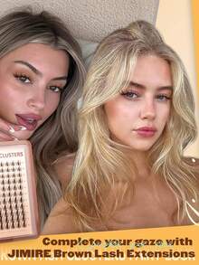 Brown Natural Wispy Eyelash Clusters, Anime Eyelash Clusters, Pointed Eyelash Extensions, C-Curl Single Lash Extensions, Pointed Single Lash Extensions, 10-16mm Eyelash Clusters With Base, DIY At-Home Eyelash Extensions 110pcs - D - View 5