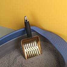 1pc Stainless Steel Hollow Cat Litter Scoop, Pet Cleaning Accessory, Pet Toilet Broom Accessory, Professional Pet Cleaning Tool, Feces Scoop, Filter Scoop, Pet Supplies, Stainless Steel Material Easy To Clean, Suitable For Cats, Hamsters, Rabbits, Guinea Pigs - Multicolor - View 4