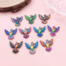 10Pcs Mixed Color Hummingbird Enamel Charms Bulk, Silvery Double Loops Bird Pendants For Jewelry Making, DIY Bracelet Necklace Earring Craft Supplies - Multicolor - View 13