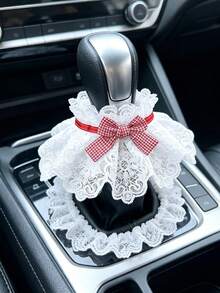 Lovely Car Gear Shift Knob Cover For Manual & Automatic Transmission, Decorative Protective Handle Cover Set - Bow Tie - View 2