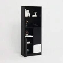 Multifunctional Bookcase With Open Shelves, Doors And Drawers, Black And White, Modern Style, Storage Unit For Bedroom And Living Room - 黑色 - 查看 6