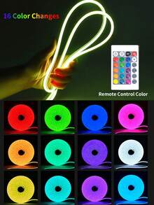 USB 霓虹燈條 RGB 多彩遙控變色生日燈飾，USB 供電柔性燈條，房間與牆面裝飾 - 彩色 - 查看 3