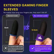 Essential Gaming Gear! Extended Black Purple Silver Fiber Thumb Sleeves, Sweat-Proof Breathable Thumb Covers, Suitable For Long Gaming Sessions, With Storage Box - Multicolor - View 7