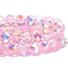 1 Strand Colorful Pink Plated Artificial Crystal Glass Beads - Carved Spacer Beads, Suitable For Handmade DIY Necklace, Earrings, Bracelet Jewelry Decoration, Keychain Phone Chain Making Accessories, Gradient Color Beads, Shiny Surface - Pink - View 8