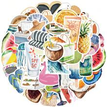 50pcs Aesthetic Summer Beach Vacation Stickers, Watercolor Decorative Vinyl Waterproof Stickers For Water Bottles, Guitars, Luggage, Phones, Phone Cases, Laptops, Skateboards, Gifts - Multicolor B - View 4