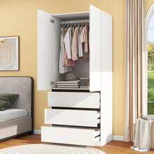 Wardrobe Closet Wooden Bedroom - Black - View 3