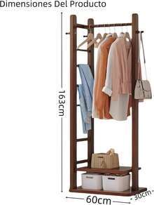 Double Layer Angled Clothes Rack, Space Saving, Ideal For Storing Clothes And Accessories, Sturdy And Modern Design (Brown) - Natural Wood Color - View 9