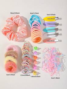 411pcs Girls Multi-Color Versatile Hair Ties Cute Teenager Hair Accessories High Elasticity Durable No Damage Hair Bands Hair Ropes Small Rubber Bands Side Hair Clips Simple Bangs Clips BB Clips Small Claw Clips Daily Use Back To School - Multicolor - View 5