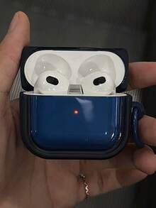 Cute Simple Solid Color Headphones Case Compatible With AirPods 1 2 3 4 5 Protective Shell Soft Compatible With AirPods Pro 2 Pro 3 - Blue - View 6