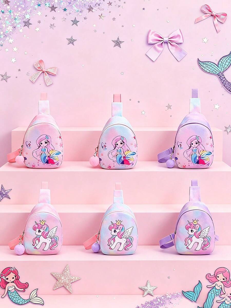 1pc This Stylish And Adorable Cartoon Mermaid Unicorn Mini Chest Bag Is Small And Compact, Making It A Great Gift. - Multicolor - View 1