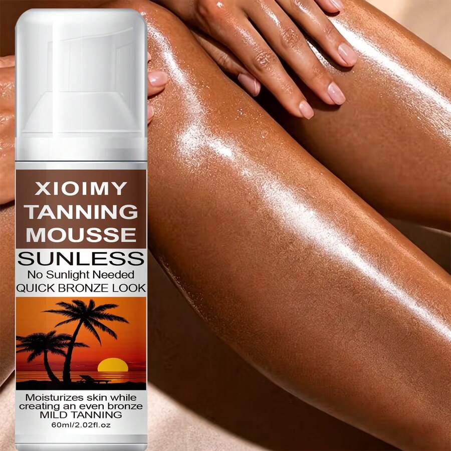 Xioimy 60ml 無日曬防曬慕斯 - 無酒精、持久耐用的室內DIY自我曬黑油,無日曬自然防曬古銅色,保濕護膚,自然光澤緊緻肌膚,適合所有膚質 - 黃色 - 查看 1