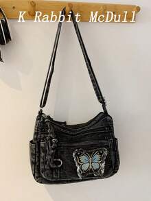 New Chic Casual Shoulder Bag Made Of Soft, Multi-Layered Denim With Multiple Pockets, Versatile, Suitable For Work, Shopping And Travel. - Royal Blue - View 1