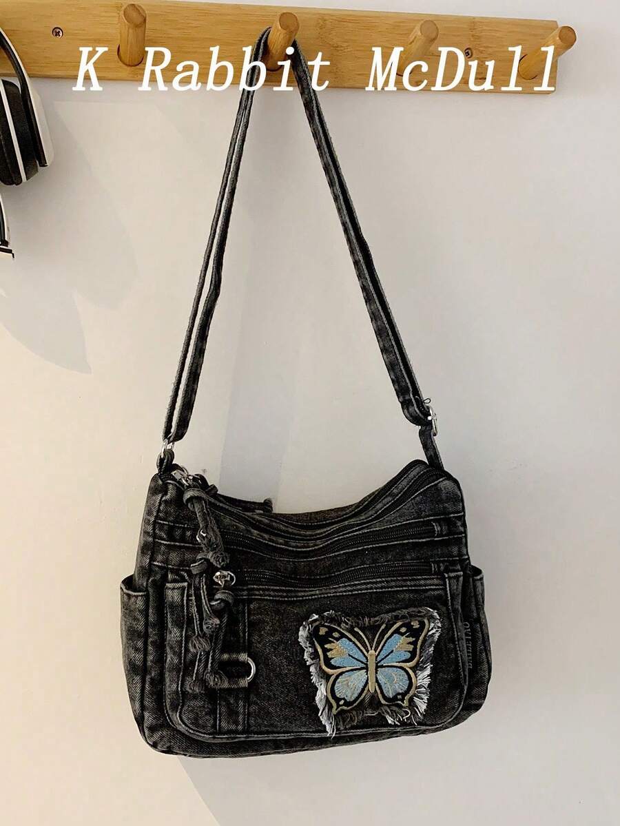 New Chic Casual Shoulder Bag Made Of Soft, Multi-Layered Denim With Multiple Pockets, Versatile, Suitable For Work, Shopping And Travel. - Royal Blue - View 1