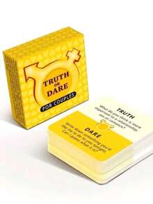 1pc Mini Size Truth Or Dare For Couples Game Cards, Travel Portable Party Entertainment, Perfect Date Night Valentine's Day Gift - Yellow - View 3