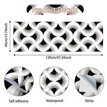 Peel And Stick Vinyl Floor Sticker 40*120CM, Black White Geometric Fan Print Removable Waterproof Anti-Slip Vintage Floor Tile, Floor Refurbishment For Rental Kitchen Bathroom - Marble Floor Stickers - View 5