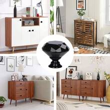 6/12 buah Tarikan Laci Logam Kristal Hitam - Gagang Pintu Kabinet Kaca dengan Sekrup (30mm, Hitam Semua) - 30mm - View 6