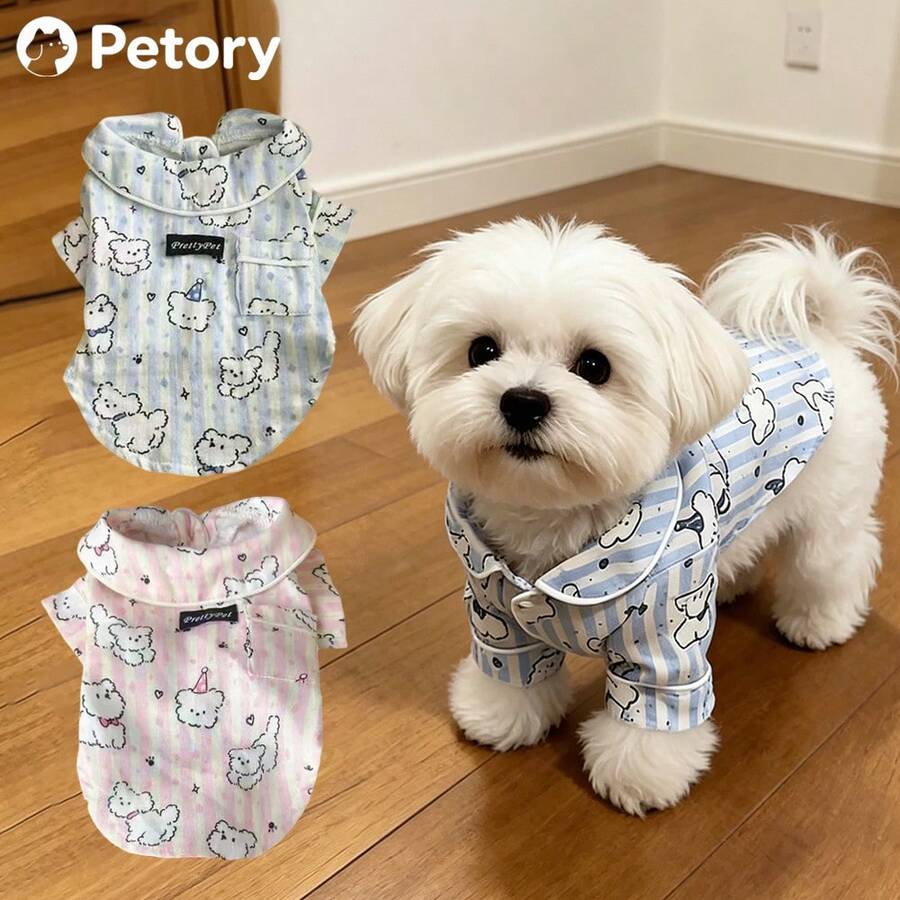 可愛寵物貓/狗衣服,狗狗用品,小型犬配件,柔軟小寵物服裝套裝,幼犬衣服,適合貓和幼犬,幼犬用品,公狗衣服,母狗衣服,防曬防脫毛居家服,鈕扣開合 - 彩色 - 查看 1