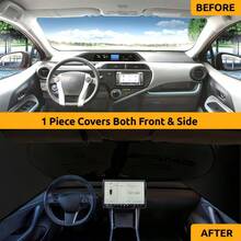 2026 Upgraded Windshield Sunshade - Front, Rear & Side Window Sun Protection Cover, Blocks Solar Heat, Protects Car Interior, Privacy Anti-Peeking, Summer Car Accessory, UV Protection, Car Gift, Large Truck, Small Car Sunshade, Truck Polyester Silver Coated Fabric Front & Side Window Integrated 4-Piece Foldable Storage Sunshade - 1p'c - View 10
