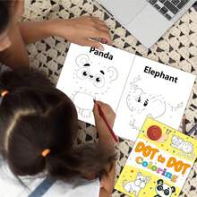 1Pc Children's Animal Connect-The-Dots Coloring Book, 3-12 Years Old Educational Drawing Book, Hand-Eye Coordination Exercise, Back To School Gift And Present - Multicolor - View 2