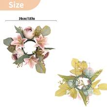1pc/2pcs Wedding Candle Holder Garland Artificial Rose Candle Ring Wedding Table Decor Silk Candle Home Centerpiece Party Decoration Gift Birthday Graduation - View 6