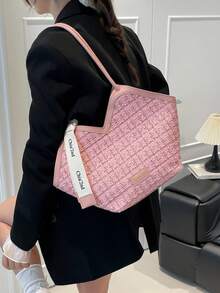 Dedoo Textured New Handbag European And American Style Versatile Shoulder Bag Fashionable Design (Scarf Pattern, Style And Color Randomly Shipped) - Pink - View 5