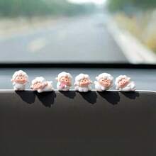 6 piezas Adorno creativo y lindo de oveja para salpicadero de coche, escritorio, pantalla de ordenador, accesorios de decoración DIY para interior de coche, oficina y escritorio - Linda ovejita - Ver 1