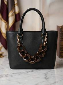 1pc Resin Tortoise Shell Chain Replacement, Luxury Acrylic Amber Leopard Print Handbag Handle, Thick Metal Chain Belt Suitable For Handbags - Multicolor - View 14