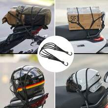 2件組摩托車與自行車彈性彈力繩套組，掛鉤繩/頭盔網帶，黑色彈性網格行李收納整理帶，安全固定儲物 - 2件套裝 - 查看 5