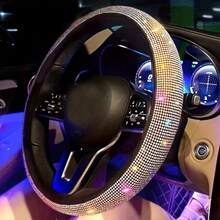 1pc Car Accessories Black/Silver Car Steering Wheel Cover, Rhinestone Car Steering Wheel Cover Without Inner Ring, Car Diamond Elastic Steering Wheel Cover, Full Rhinestone Car Steering Wheel Cover - One Size Fits All - View 7
