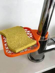 Kitchen Storage Set Orange Dish Rack Black Sponge Holder Countertop Organizer Drainer Caddy Soap Brushes Dishcloths Container Sink Accessories Home Organize Drain Rack Easy Clean Practical Storage Solution - Multicolor - View 2